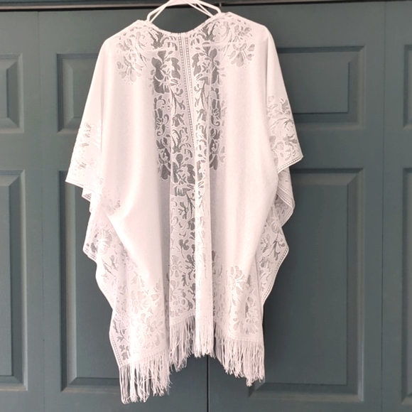 Fringe floral kimono cardigan cover up - Picture 2 of 4